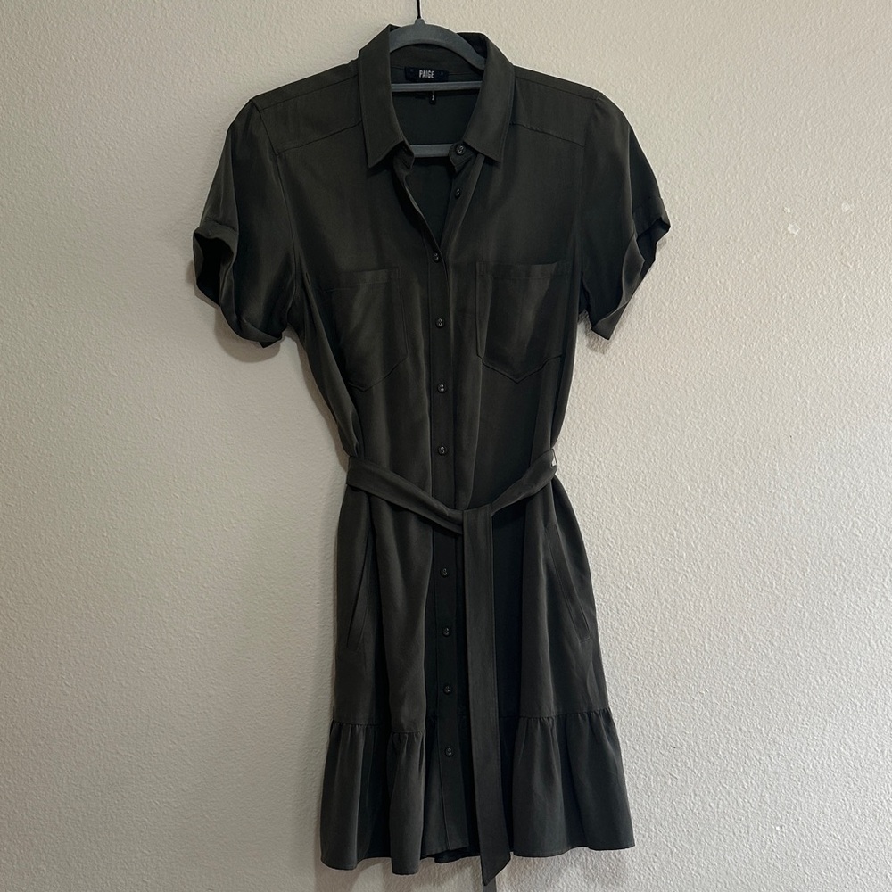 PAIGE Dark Green Short Sleeve Dress